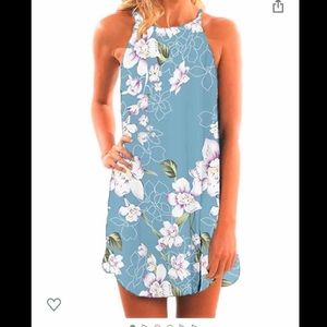 Flowered halter mini dress